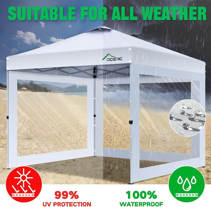 Acepic Clear Canopy Sidewalls for 10x10 Pop Up Tent, Transparent Window Curtain Cloth, 8 Mil PVC Enclosure Fabric with Zipper, 3Pack Sidewalls Only (Black) - Image 5